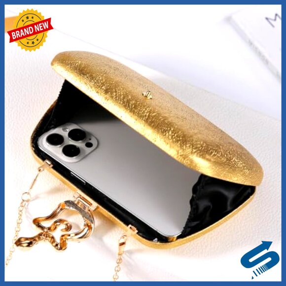 PU Leather Clutch with Snake Accent, Removable Chain, Evening Purse